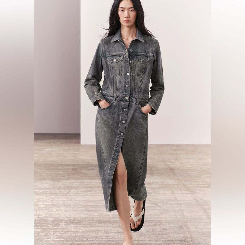 ZARA WOMAN COLLECTION MIDI DENIM SHIRTDRESS ZW COLLECTION